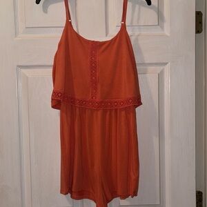 Alya Orange Romper with Ruffle Overlay